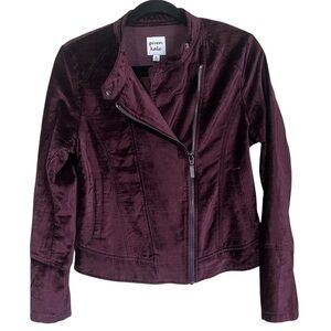 Given Kale Velvet Whimsigoth Moto Jacket in Deep Burgundy Wine Size Small